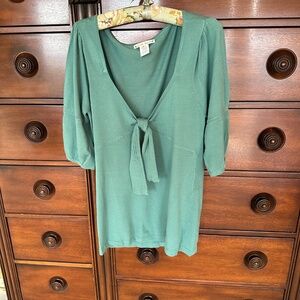 Nanette Lepore V-Neck Knit Top With Tucks At Shoulder and Ties/M-NWOT